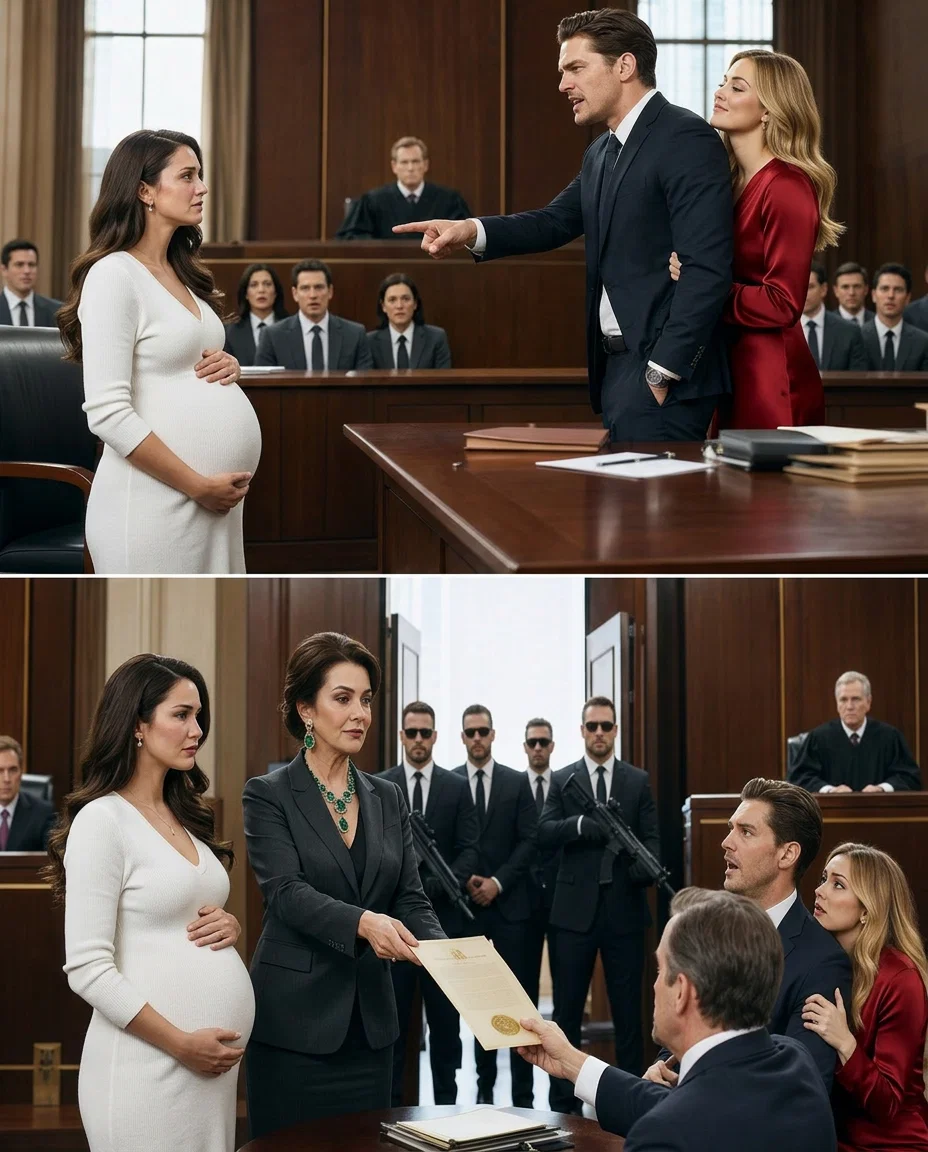 Mi esposo señaló mi barriga de ocho meses de embarazo y le dijo al juez: «Ella no tiene ingresos ni apoyo familiar. Exijo la custodia total». Su amante se apoyó en su hombro, ya interpretando el papel de madrastra.