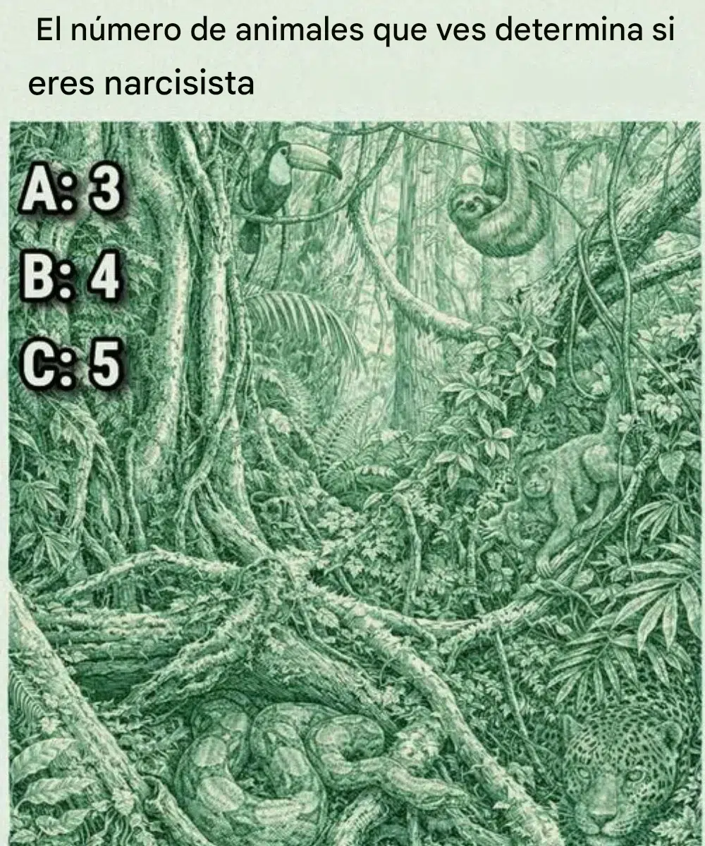 La cantidad de animales que ves determina si eres un narcisista.