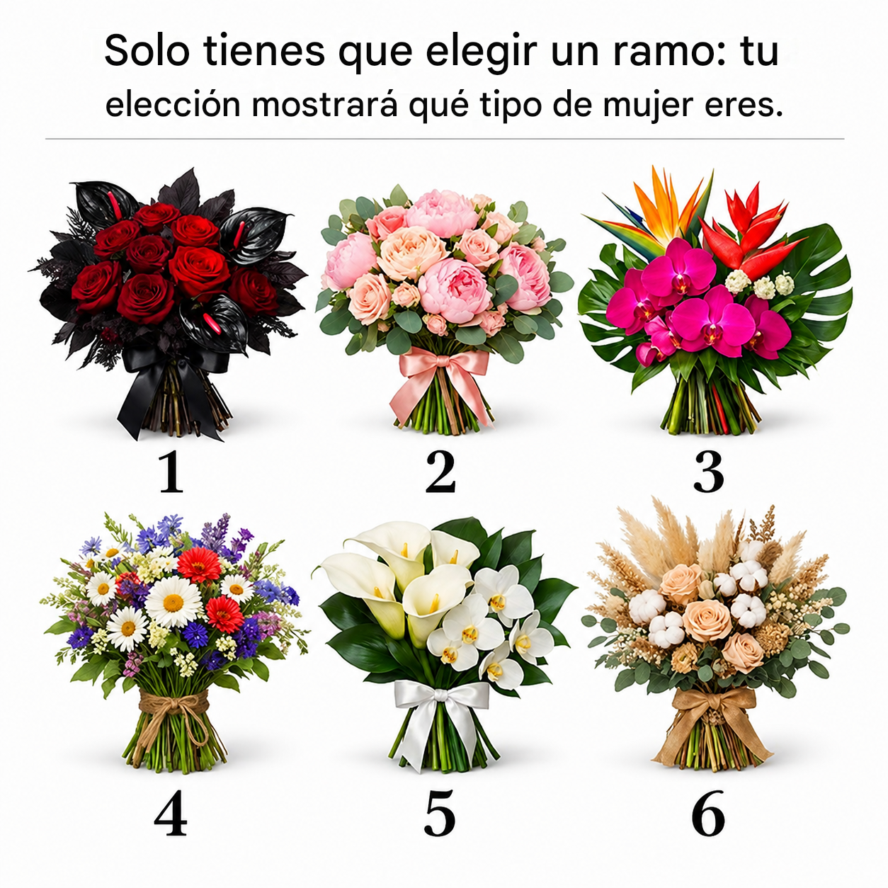 ¡Elige un ramo y descubre algo sobre ti que quizás ni siquiera sospechabas!🌹✨
