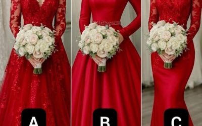 Tres vestidos. Espera un momento. ¿Cuál elegirías? ¿A, B o C? 👰