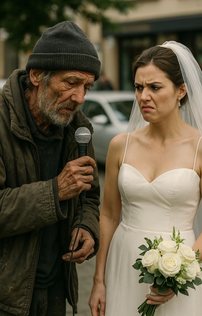 Un hombre sin hogar con ropa sucia apareció en la boda: todos lo miraron con asco hasta que tomó el micrófono y dijo ESTO…😱😱
