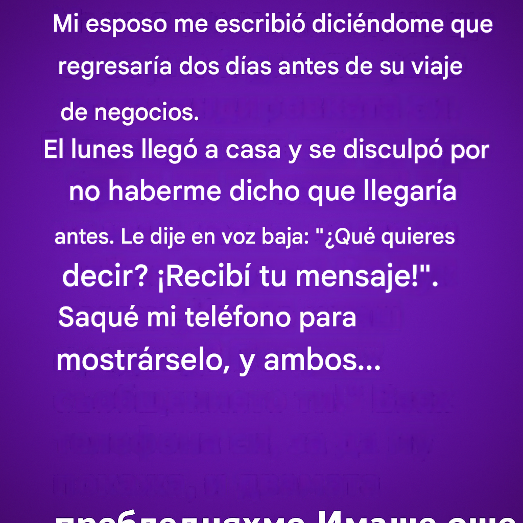Mi esposo me escribió diciéndome que regresaría dos días antes de su viaje de negocios.👇
