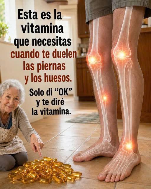 Esta es la vitamina que le falta a tu cuerpo cuando te duelen las piernas y los huesos. Te diré cuál es con un simple “OK”.