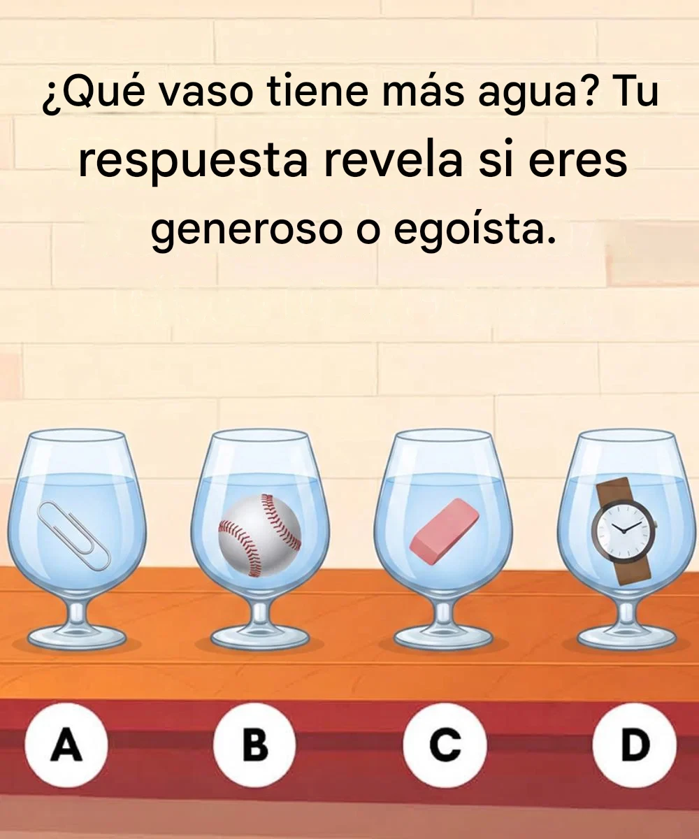 ¿Qué vaso tiene más agua? Tu respuesta revela si eres generoso o egoísta.