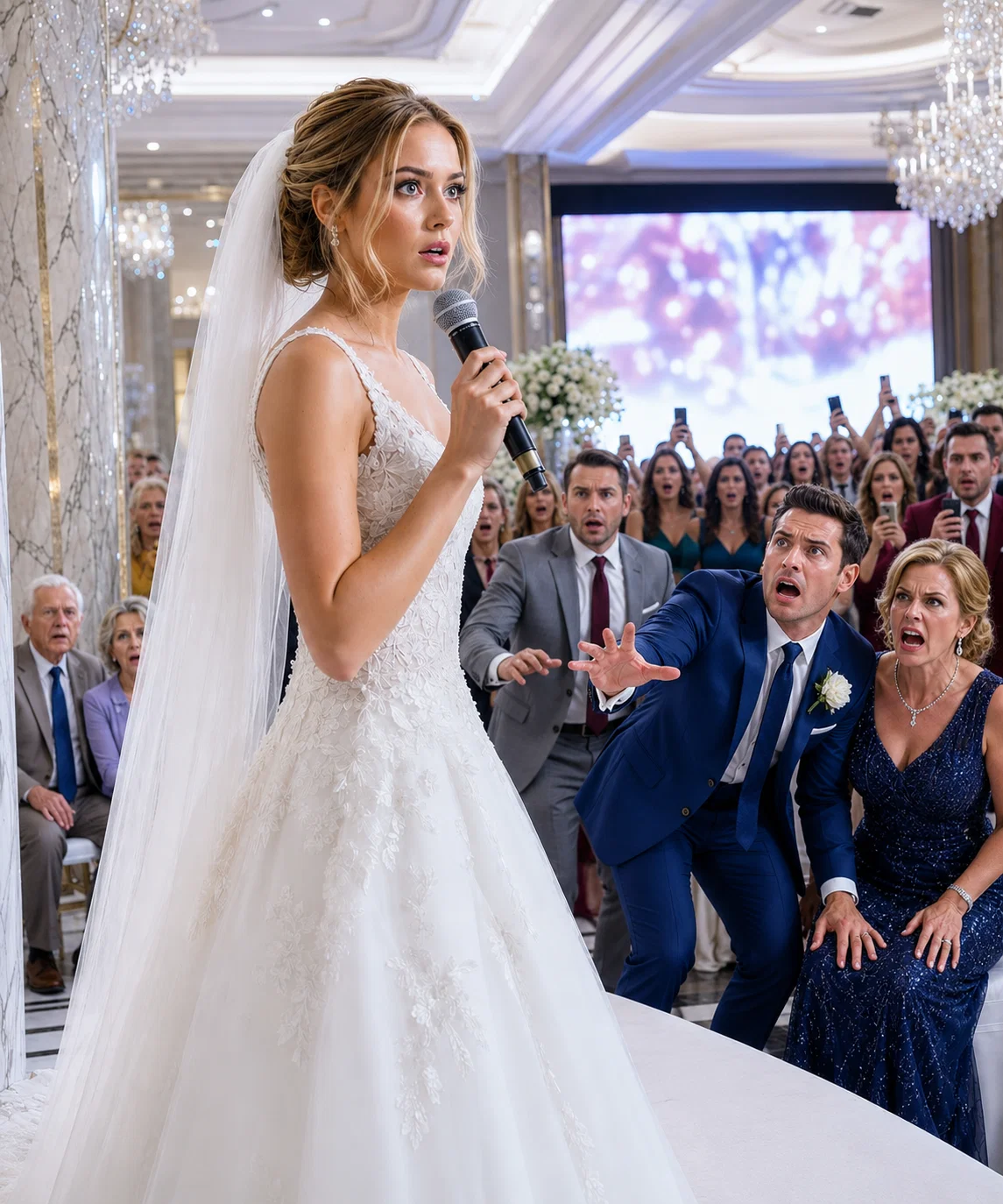 Quince minutos antes de mi boda, encontré a mis padres sentados detrás de una columna en dos sillas de plástico baratas, mientras que la adinerada familia de mi prometido ocupaba la primera fila como si fueran de la realeza. Mi madre susurró: «No arruines tu día, cariño». Pero algo dentro de mí se heló.