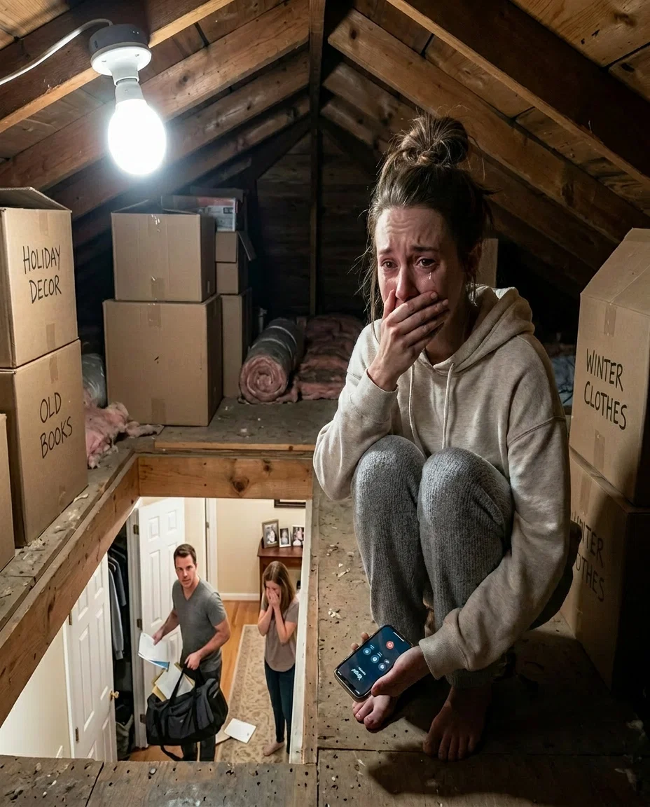 Mi hermana me llamó a medianoche y me susurró: «Apaga todas las luces. Sube al ático. No le digas nada a tu marido». Pensé que se estaba volviendo loca, hasta que miré a través de las tablas del suelo… Mi hermana me llamó a las 12:08 a. m. Casi no contesté. Mi marido, Caleb Morrison, dormía a mi lado en nuestra casa a las afueras de Arlington, Virginia. La lluvia golpeaba las ventanas del dormitorio y el monitor de bebé de mi mesita de noche emitía una luz verde desde la habitación vacía de nuestro hijo. Noah estaba de visita con los padres de Caleb ese fin de semana, y esa era la única razón por la que había podido dormir. Cuando vi el nombre de mi hermana, me incorporé. Mara. Mara trabajaba para el FBI. Nunca llamaba tarde a menos que alguien hubiera muerto o estuviera a punto de morir. Contesté en un susurro: «¿Mara?». Su voz era tensa. «Escucha con atención. Apaga todo. El teléfono, las luces, todo. Sube al ático, cierra la puerta con llave y no le digas nada a Caleb». Se me heló la piel. —¿Qué?  —Ahora, Elise. Miré a mi marido. Estaba tumbado de espaldas a mí, respirando con calma.  —Me estás asustando —susurré. La voz de Mara se quebró en un grito—. ¡Hazlo ya!  Me moví antes de entender por qué. Me levanté de la cama, cogí el cargador del móvil sin pensarlo y me escabullí al pasillo. Detrás de mí, Caleb se removió.  —¿Elise? —murmuró.  Me quedé paralizada.  —Voy a buscar agua —dije.  No respondió. Apagué la luz del pasillo, luego la de la cocina, y después la lámpara del salón que Caleb siempre dejaba encendida. Me temblaban tanto las manos que casi se me cae el móvil. Mara seguía al otro lado de la línea, en silencio salvo por su respiración.  En las escaleras del ático, susurró: —No cuelgues.  Subí despacio, cada escalón de madera crujiendo bajo mis pies descalzos. El ático olía a polvo, a aislamiento y a cajas viejas de Navidad. Cerré la puerta tras de mí y coloqué el pestillo en su sitio.  —Cierrala con llave —dijo Mara.  —Ya lo hice.  —Aléjate de la ventana.  Entonces se cortó la llamada.  Durante un minuto terrible, no pasó nada.  Entonces oí la voz de Caleb abajo. Ya no tenía sueño. Estaba tranquilo.  —Las luces están apagadas —dijo.  Otro hombre respondió desde dentro de mi casa.  —Entonces ella lo sabe.  Me llevé la mano a la boca.  A través de una estrecha rendija entre las tablas del suelo del ático, pude ver parte del pasillo de abajo. Caleb estaba allí de pie, en chándal, con mi portátil bajo el brazo.  A su lado había un desconocido con un impermeable negro.  El desconocido le entregó a Caleb un pequeño maletín.  Caleb lo abrió y dentro había tres pasaportes.  Uno tenía la foto de mi marido.  Otro tenía la de mi hijo.  El tercero tenía la mía. Pero ninguno de ellos tenía nuestros nombres… Descubre qué sucede a continuación aquí… 👇