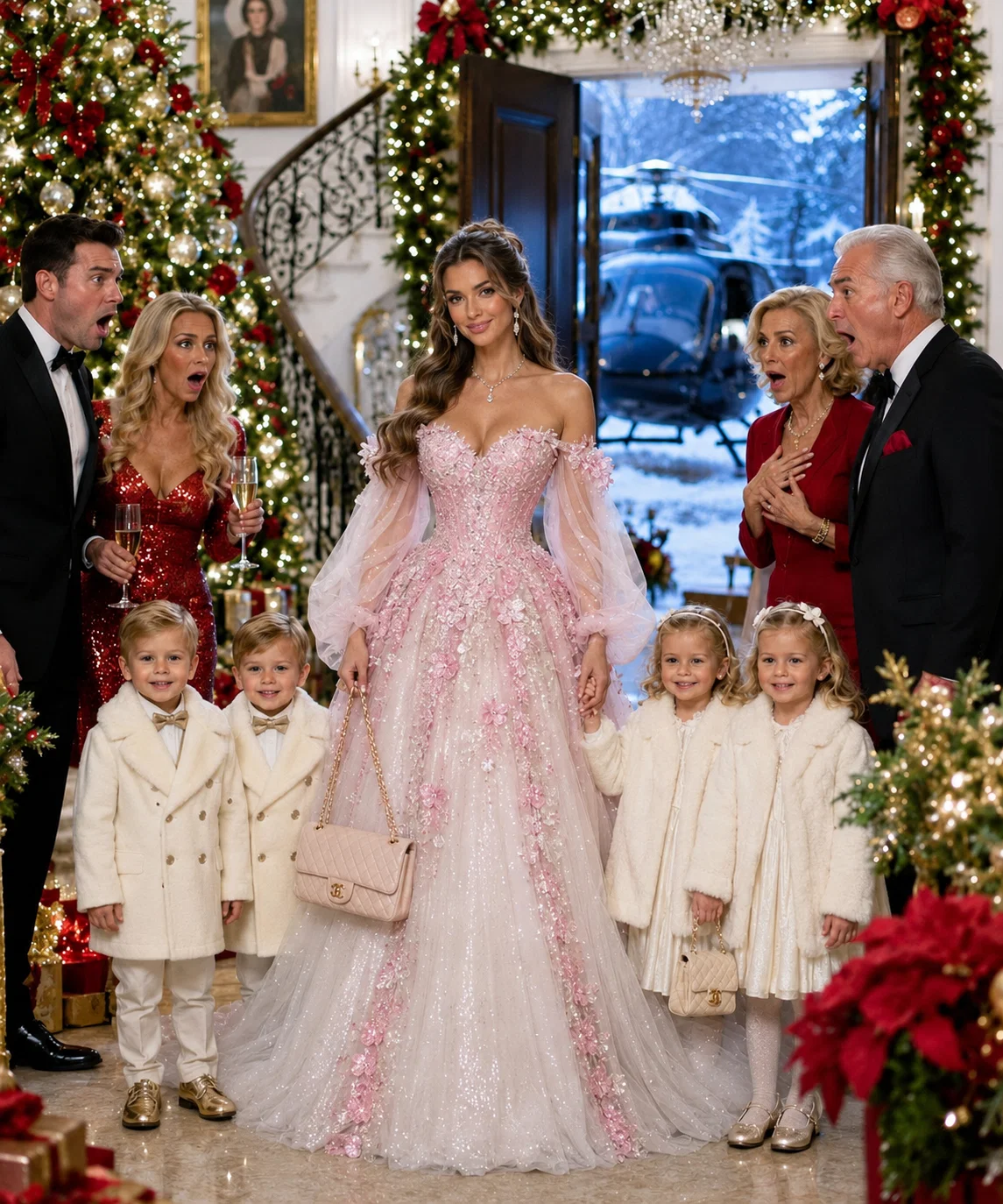 Invitó a su exesposa “sin hijos” a pasar la Navidad con ella para burlarse, y entonces ella entró con los cuatrillizos que él había abandonado.