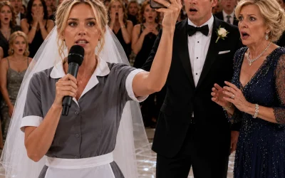 Mi suegra escondió mi vestido de novia y me dejó un uniforme de sirvienta junto con una nota que decía: “Conoce tu lugar”; frente a 200 invitados, me puse ese atuendo, tomé la mano de mi padre y caminé por el pasillo sin llorar, revelando un secreto que arruinaría sus vidas para siempre.